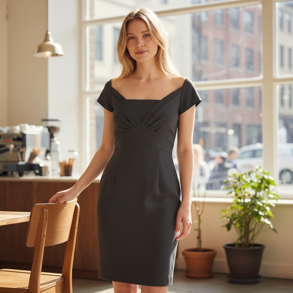 Black Halo Dress Size 8 Gray Off The Shoulder